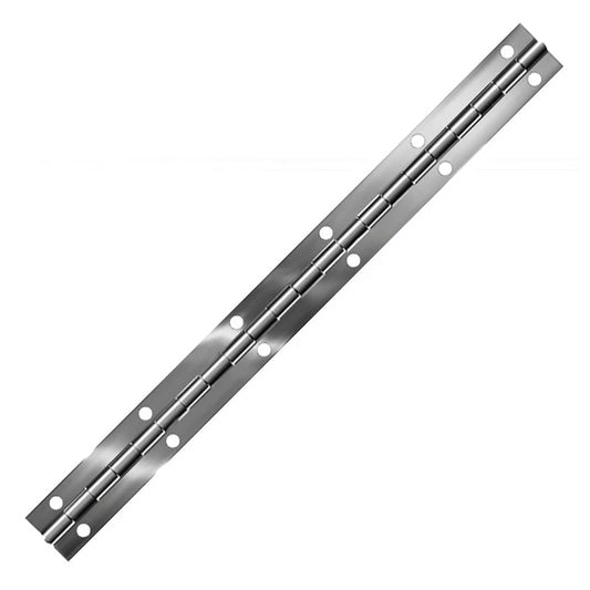 Bright Annealed Stainless Steel Continuous Hinge, Coined Holes, Open Width 1.06"