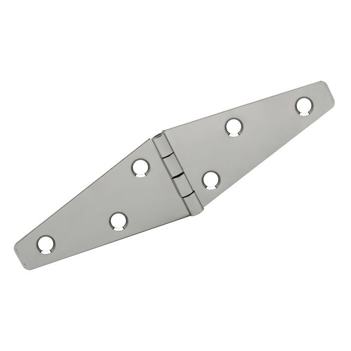 Stainless Steel Strap Hinge, Electro-Polished, Countersunk Holes, Material Thickness: 0.060", Open Width 3.00", Hinge Length 3.00", Strap Width 6.00"