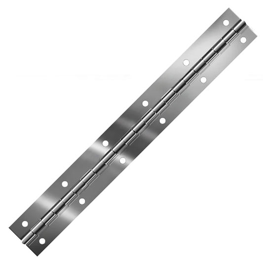 Bright Annealed Stainless Steel Continuous Hinge, Coined Holes, Material Thickness: 0.060", Open Width 1.50"