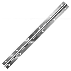 10063TC<br><b>STAINLESS STEEL CONTINUOUS HINGE<br>BRIGHT ANNEALED<br></b>BASS-40106 X 72" PTC<br>True Countersunk Holes<br>Mat. Thickness - .040"/19 GA<br>Open Width - 1.06"<br>Knuckle Length - .5"