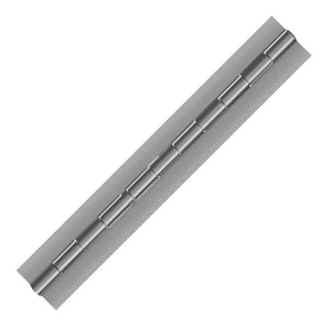 10443<br><b>STAINLESS STEEL CONTINUOUS HINGE<br></b>SS-75150-250-1 X 72"B<br>No Holes<br>Mat. Thickness - .075"/14 GA<br>Open Width - 1.5"<br>Knuckle Length - 1"