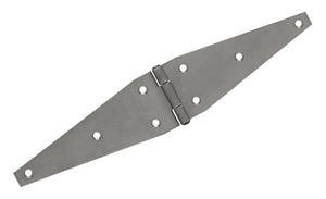 10836<br><b>STAINLESS STEEL<br>STRAP HINGE<br></b>SSS-1201000-350 HC<br>Countersunk Holes<br>Mat. Thickness - .120"/11 GA<br>Open Width - 3.5"<br>Strap Width - 10"