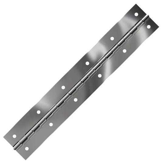 Bright Annealed Stainless Steel Continuous Hinge, Coined Holes, Open Width 2.00"