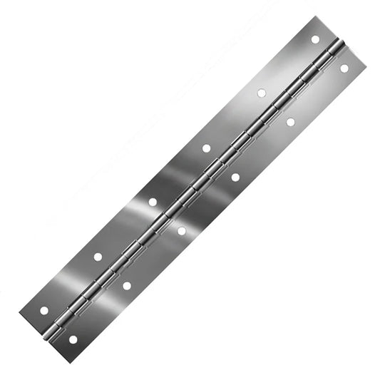 Bright Annealed Stainless Steel Continuous Hinge, Coined Holes, Material Thickness: 0.060", Open Width 2.00"