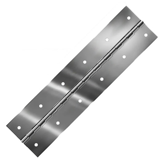 Bright Annealed Stainless Steel Continuous Hinge, Coined Holes, Material Thickness: 0.060", Open Width 3.00"