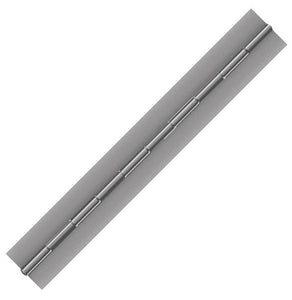 10116<br><b>STAINLESS STEEL CONTINUOUS HINGE</b><br>SS-60150-187-1 X 72"B<br>No Holes<br>Mat. Thickness - .060"/16 GA<br>Open Width - 1.5"<br>Knuckle Length - 1"<br>