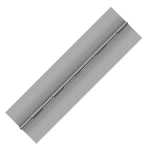 10127<br><b>STAINLESS STEEL CONTINUOUS HINGE</b><br>SS-75300-187-1 X 72"B<br>No Holes<br>Mat. Thickness - .075"/14 GA<br>Open Width - 3"<br>Knuckle Length - 1"<br>