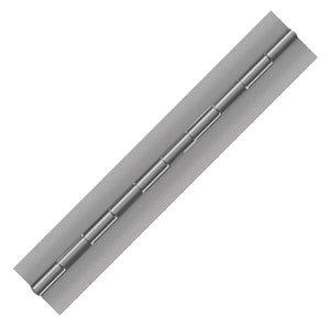 10141<br><b>STAINLESS STEEL CONTINUOUS HINGE<br></b>SS-90200-250-1 X 72"B<br>No Holes<br>Mat. Thickness - .090"/13 GA<br>Open Width - 2"<br>Knuckle Length - 1"