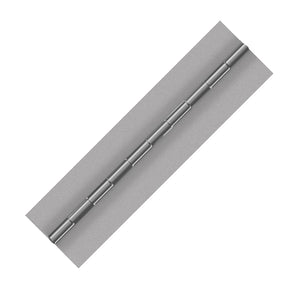 10142<br><b>STAINLESS STEEL CONTINUOUS HINGE<br></b>SS-90300-250-1 X 72"B<br>No Holes<br>Mat. Thickness - .090"/13 GA<br>Open Width - 3"<br>Knuckle Length - 1"