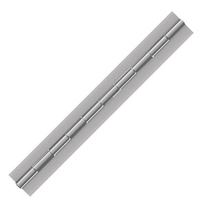 10356<br><b>ALUMINUM CONTINUOS HINGE<br></b>A-75150-250-1 X 72" B<br>No Holes<br>Mat. Thickness - .075"/14 GA<br>Open Width - 1.5"<br>Knuckle Length - 1"