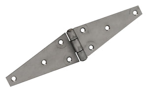 10834<br><b>STAINLESS STEEL<br>STRAP HINGE<br></b>SSS-120600-250 HC<br>Countersunk Holes<br>Mat. Thickness - .120"/11 GA<br>Open Width - 2.5"<br>Strap Width - 6"