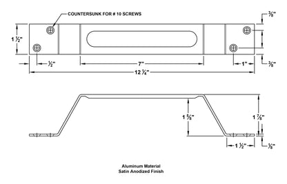 12571W<br>7" WIDE ALUMINUM GATE HANDLE<br>AGH-515 <br> 7" handle width