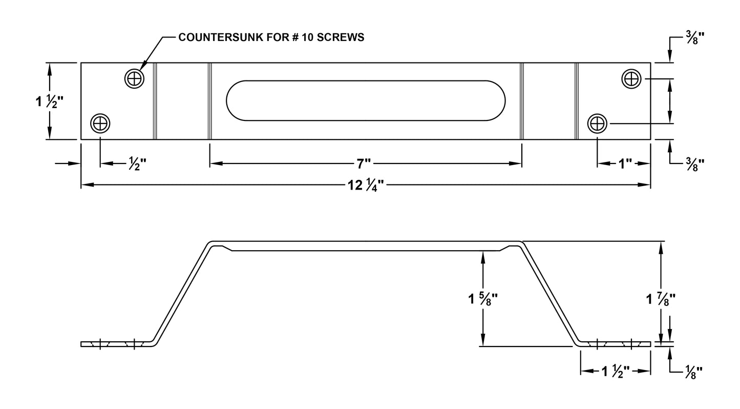 12573W<br>5" WIDE STAINLESS STEEL GATE HANDLE<br>SSGH-515<br>5" handle width.