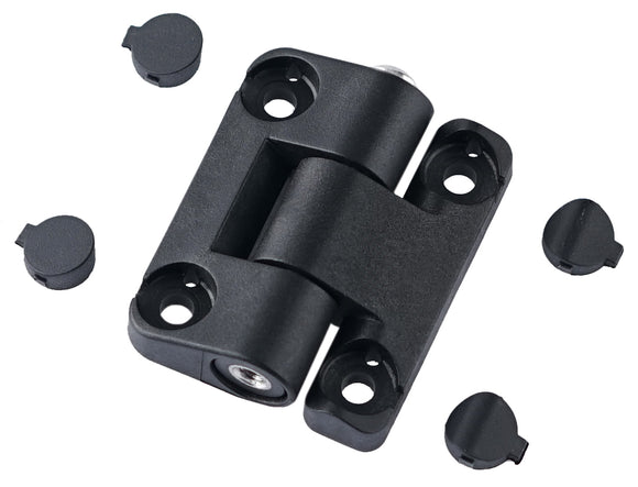 Plastic friction hinges are impervious to corrosion, making them suitable for various applications.  High-impact strength plastic hinges.